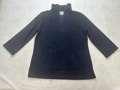 J.CREW Sweatshirt Womens M V-Neck French Terry Pullover 3/4 Sleeve Navy Blue - Image 1 of 4