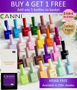 CANNI® Nail Gel Polish Colours Base Top Varnish Soak Off UV LED 9ml HEMA FREE - Picture 1 of 263