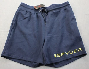 Spyder Logo Men Blue Elastic Waist Drawstring Loungewear Sweat Shorts NWT XL $55 - Picture 1 of 2