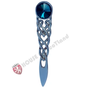 Scottish Kilt Pin Bottle Green Stone 4" Pins & Brooch Ladies Celtic Interlacing - Picture 1 of 3