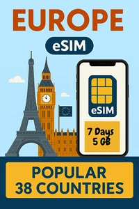 Best EUROPE 38 Countries esim Data Travel e sim High-Speed 5G /4G 📶 7 Days 5 GB - Picture 1 of 15