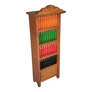 Hello Dolly Holz Bücherregal 4 Ablagen mit Büchern Puppenhaus Miniatur 1:12 Vintage - Bild 1 von 11