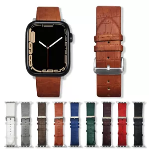 Genuine Leather Band For Apple Watch Series 38/40/41/42/44/45mm iWatch Strap - Zdjęcie 1 z 19