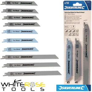 Silverline Recipro Saw Blade Set Sabre Metal Wood Plastic 150, 240mm 10 Pack - Picture 1 of 3
