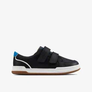 Clarks Boys Fawn Solo Kids Navy Leather Strap Shoes - Picture 1 of 5