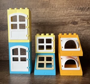 Lego DUPLO Curved And Sloped Roof Windows & Doors Blue Yellow Add To Your Blocks - Picture 1 of 7
