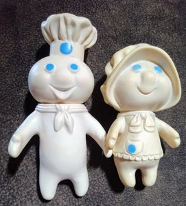 Vintage 1971/72 Rubber Pillsbury Dough Boy & Girl, Poppin & Poppie See Photos !! - Picture 1 of 8