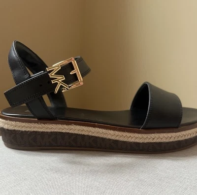 Sandalias alpargata plataforma negras con logotipo de Michael Kors negras talla 9,5 Foto 1 de 4