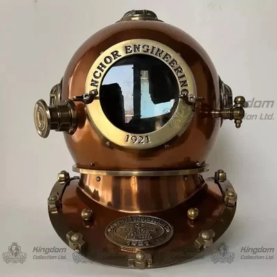 Casco de buceo con ancla de cobre Marina de los Estados Unidos Mark V buzos de aguas profundas antiguo regalo de buceo Foto 1 de 3