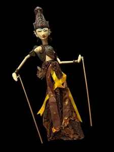 Indonesian Wood Wayang Golek Marionette Rod Puppet Doll 30" Asian - Picture 1 of 17