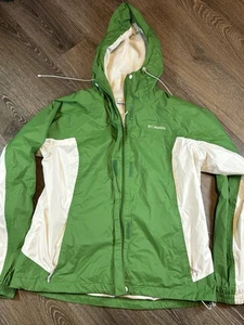 Giacca Columbia donna XL bianco verde impermeabile full zip foderata con cappuccio escursionismo - Foto 1 di 6