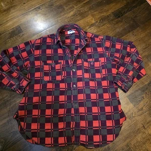 Vintage Champion Flannel Shirt Mens Size 16 1/3 Red 1970 Distressed Plaid - Picture 1 of 13