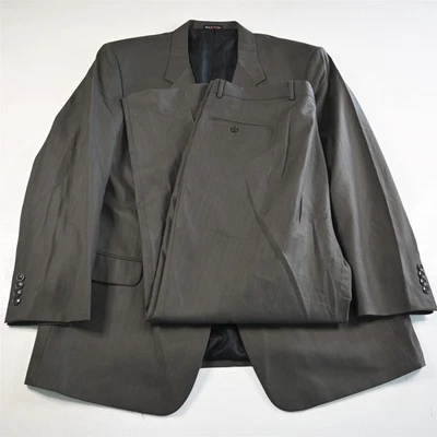 Vtg Pierre Cardin 48L 42x32 Olive Green Striped 100% Wool Mens Jacket Pants Suit - Image 1 of 4