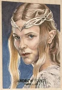2025 Herr der Ringe LOTR Lady Galadriel 1/1 Sketchkarte von Drew Lopez - Bild 1 von 2