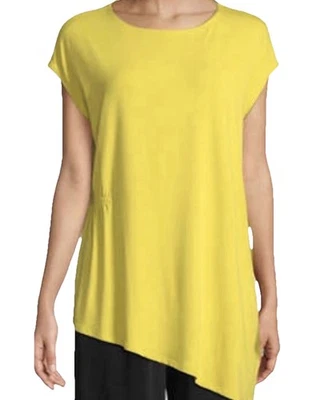 Blusa Eileen Fisher feminina túnica assimétrica top 2X manga gorro viscose yarrow - Imagem 1 de 4