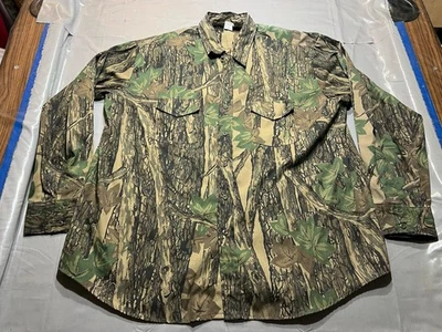 Trebark Camo USA Made Button Up Shirt Mens 2XL Vintage Cotton Hunting Outdoor - Image 1 of 4