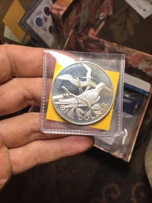 Moeda de 1 dólar de prata 1973 Proof Ilhas Virgens Britânicas - Imagem 1 de 3