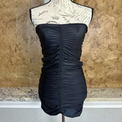 Alexander Wang Dress Small? Mini Strapless Ruched Stretch Evening Black Bodycon - Image 1 of 4