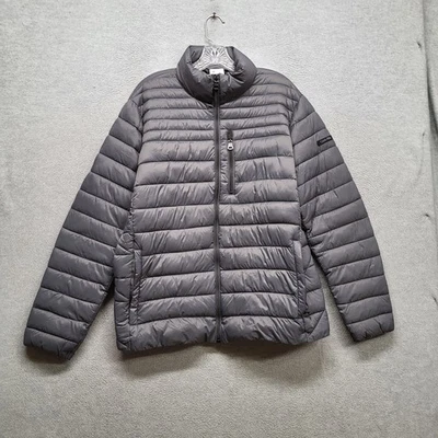 Chaqueta Calvin Klein Hombre L Gris Nylon Poliéster Sorona Puffer Logo Cremallera Larga Foto 1 de 4