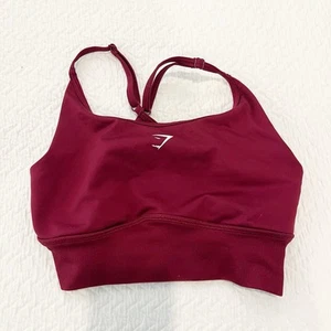 Gymshark Sports Bra Womens Small Plum Pink Sweat Seamless Longline Workout Gym - Picture 1 of 7