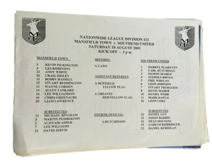 MANSFIELD TOWN V SOUTHEND UNITED - PONTINS LEAGUE - 18/8/2001 - Picture 1 of 1