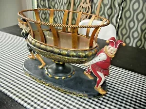 Maceta de metal vintage, tema arlequín, caprichosa, caché de plantas - Imagen 1 de 7