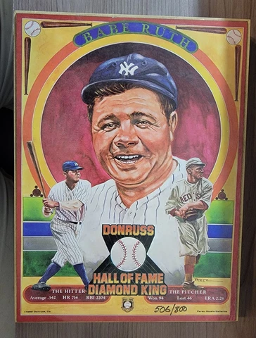 Babe Ruth Donruss HOF Diamond King Baseball Plaque Limited Ed. #506/800 Cover