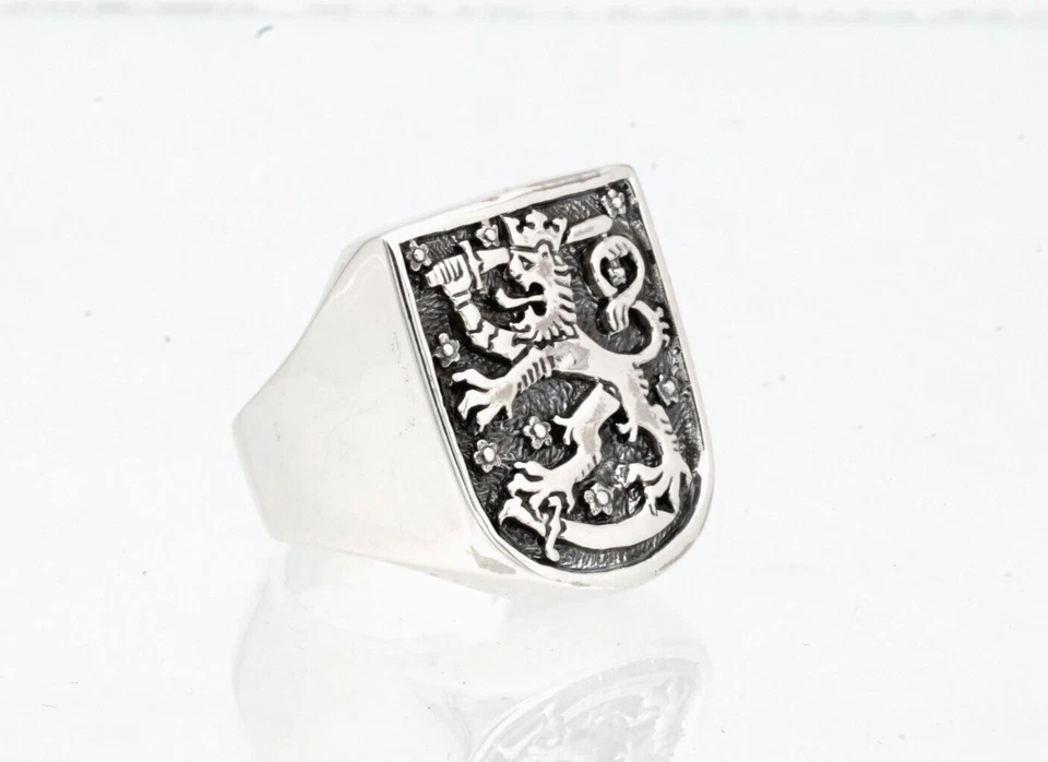 Mens Judah Lion King Ring Sterling Silver Size 8 Signet Reggae Rasta Jewelry - Image 1 of 1