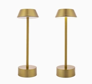 2 Pack Gold LED Table Lamps Touch Dimmable USB Rechargeable Bar Night Lights - Picture 1 of 9
