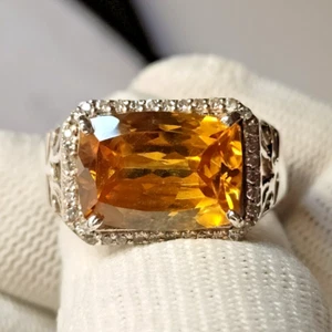 Anillo radiante de citrino natural 925 de plata esterlina maciza hecho a mano anillo de joyería para hombre - Imagen 1 de 6