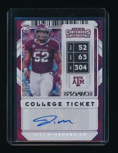 JUSTIN MADUBUIKE 2020 PANINI CONTENDERS DRAFT PICKS DIAMOND TICKET RC AUTO #/15