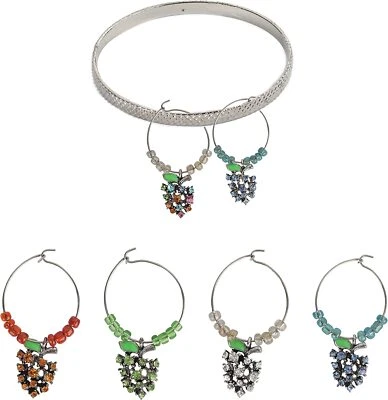 Servette Home Wine Glass Markers Tags -6 Wine Glass Charms with Wine Bottle Ring - Image 1 of 4