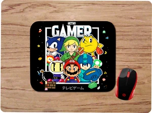 RETRO GAMER MOUSEPAD MOUSE PAD HOME OFFICE GIFT NON-SLIP NINTENDO SEGA MARIO - Picture 1 of 1