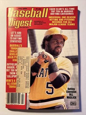 Baseball Digest Magazine July 1984 Pittsburgh Pirates, Bill Madlock (B6) - Image 1 of 2