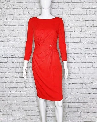 VERSACE Vintage Red Wool Logo Button Bateau-Neck Scoop-Back NWT Dress - Image 1 of 4