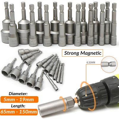 5mm-19mm Hex Socket Sleeve Drill Bits Adapter Electric Nut Driver Shank Magnetic - Image 1 of 4