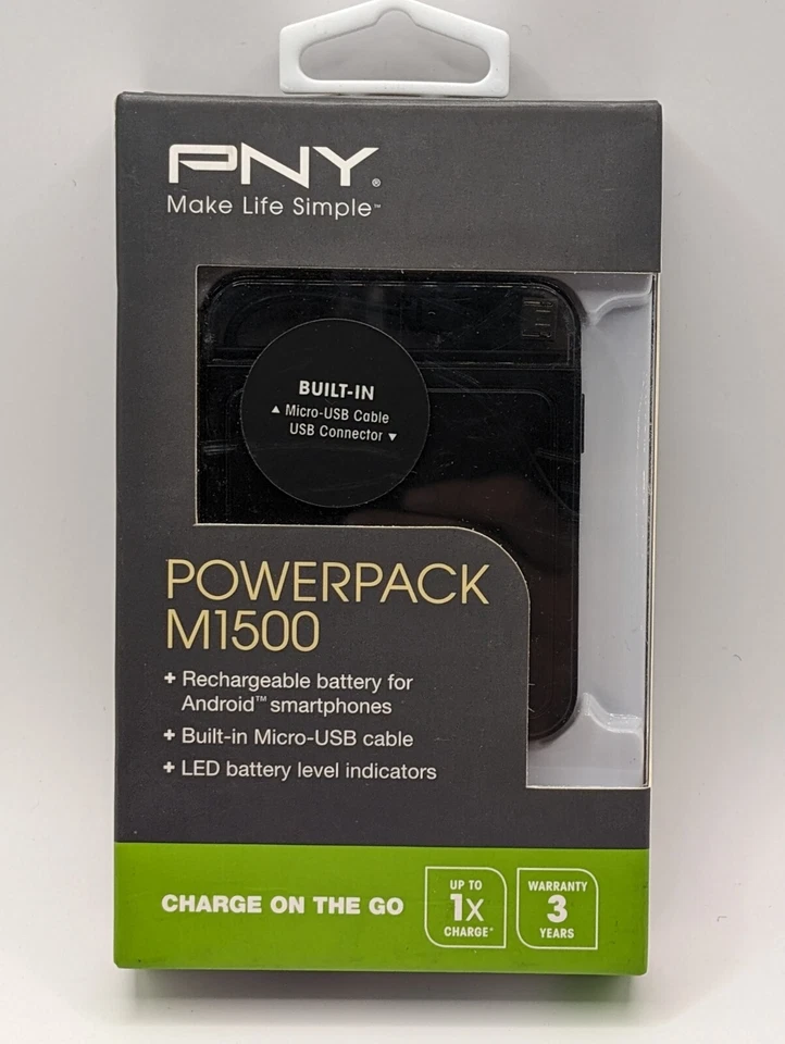 BATERÍA EXTERNA RECARGABLE PNY POWERPACK M1500 NEGRA USBPNY PowerPack M1500 Foto 1 de 2