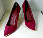 Ted Baker Woman's Shoes High Heel Burgundy Suede Solid Color Size 8.5