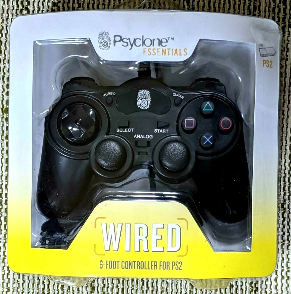 NEW PlayStation 2 Wired Controller Psyclone Essentials 6 Foot Black PS2 - Image 1 of 4