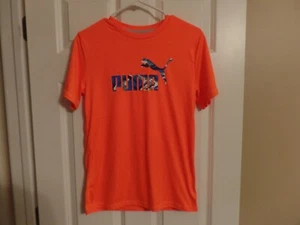 Boy's PUMA Tee Shirt, Orange, Blue Camo Letters/Logo, Size-XL, Perfect Condition - Picture 1 of 6