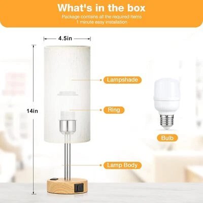 3 Way Dimmable Touch Bedside Lamp with USB Ports & AC Outlet LED Bulb Included - Image 1 of 4