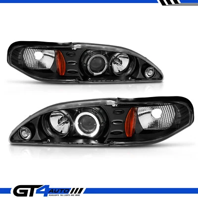 Par de faros proyectores izquierdo+derecho Ford Mustang Cobra 1994-1998 LED halo negro Foto 1 de 4