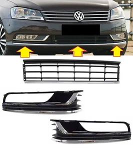 SET FRONT LOWER GRILLES CHROME TRIMS FITS FOR VW PASSAT B7 2010-15 COMFORTLINE - Picture 1 of 9