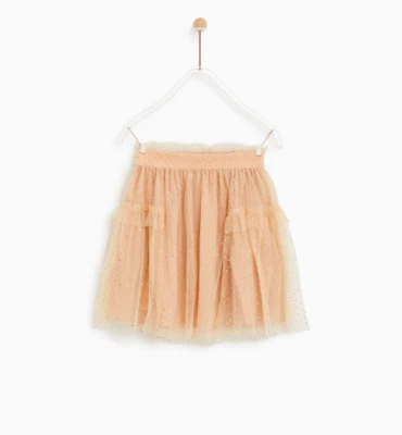Falda de Tul Brillante Zara Niños Niñas Rosa Pálido/Dorado Cintura Elástica Talla 8  Foto 1 de 4