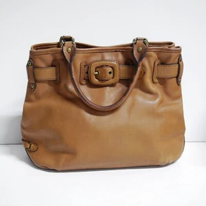 Cole Haan Brown Leather Belted Tote Handbag Purse - Picture 1 of 9