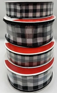 Celebrate It 4 rollos de cinta con cable a cuadros blanco negro 7/8 y 1,5 pulgadas X 30 pies NUEVO - Imagen 1 de 5