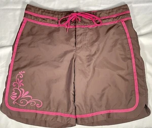 Athleta Shorts Women’s 8 Brown Pink Floral Swim Surf Beach 32x8 Unlined - Picture 1 of 5