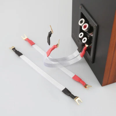 4Pcs Silver Plated OCC HiFi Speaker Jumper Cable Flat Bridge Cord Banana Y Spade - Image 1 of 4