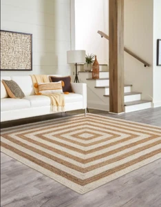 Rug Natural Jute Rectangle Hand Woven Runner Carpet Modern Living Area Mat Rug - Picture 1 of 7