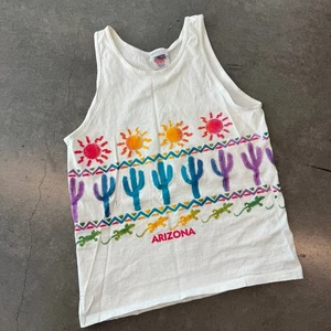 Camiseta sin mangas vintage Y2k años 90 multicolor con estampado gráfico de cactus Arizona mediana - Imagen 1 de 6